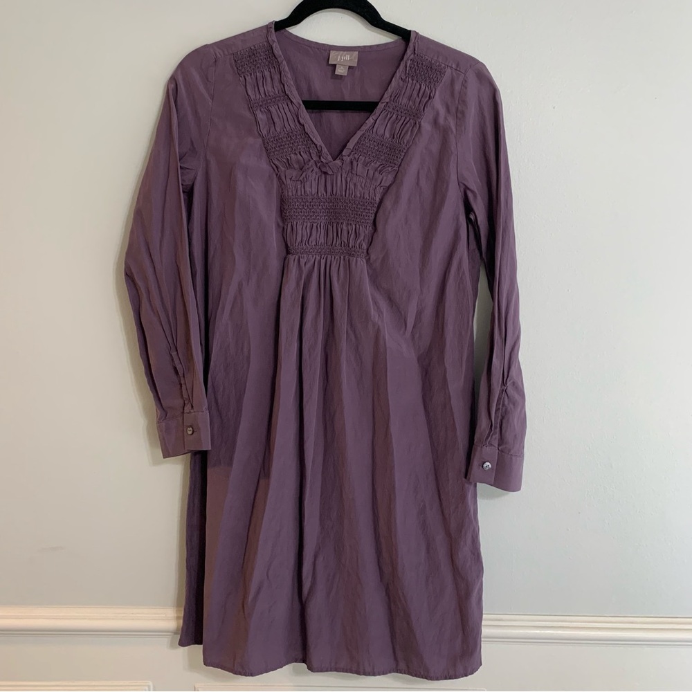 j. jill ruffled silk blend tunic dress